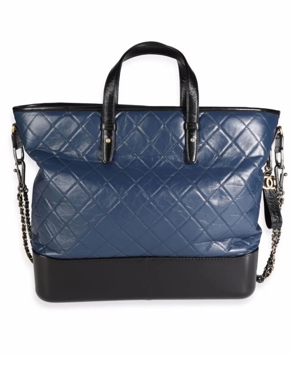 Chanel Gabrielle large tote. Quilted Two-Tone Navy and Black Tote Bag